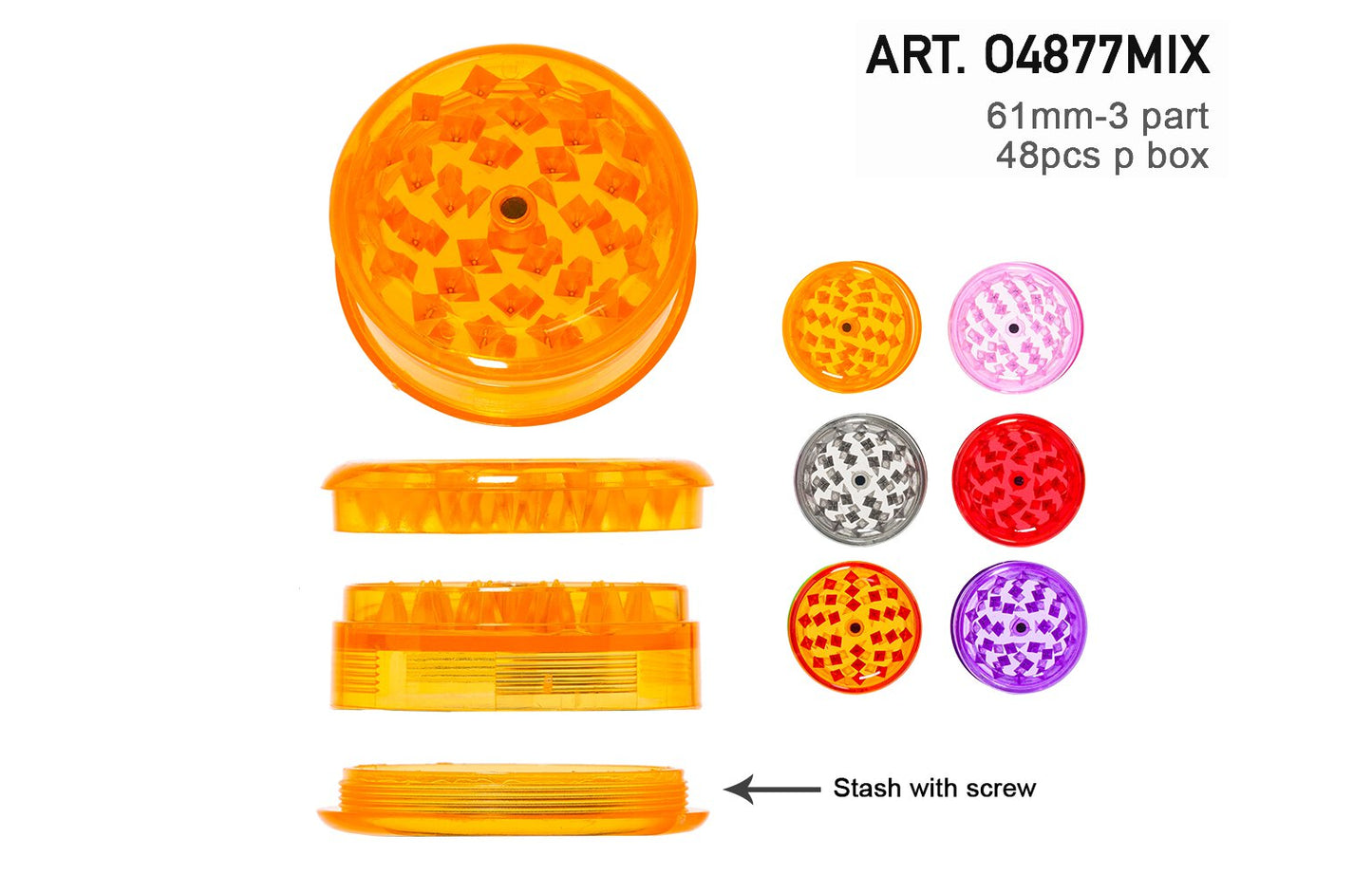 Grinder Plastic - Ø: 61mm - 3 part -