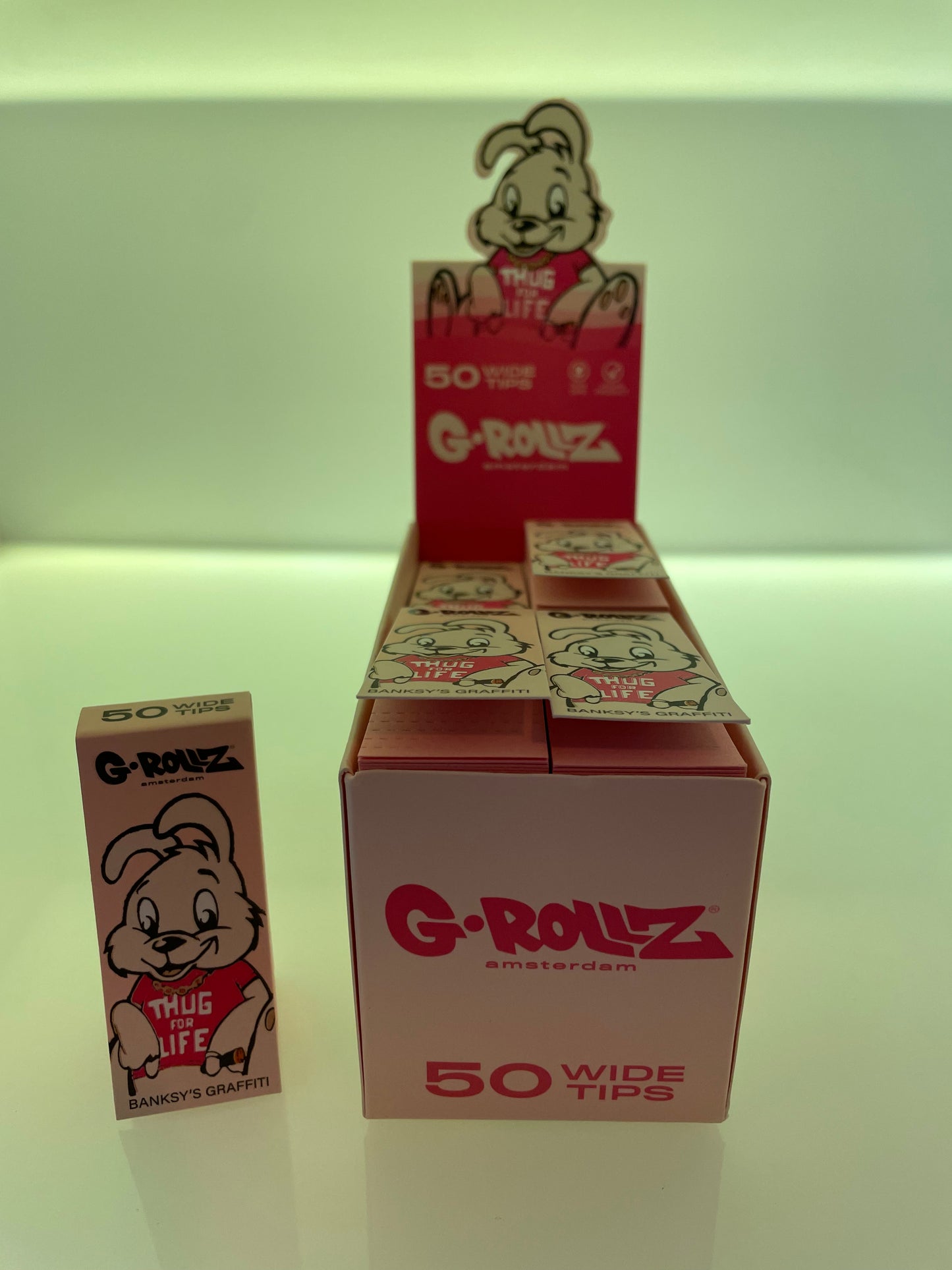 G-ROLLZ | Banksy's Graffiti 'Thug for Life' PINK Filter Tips 2,5 X 6cm