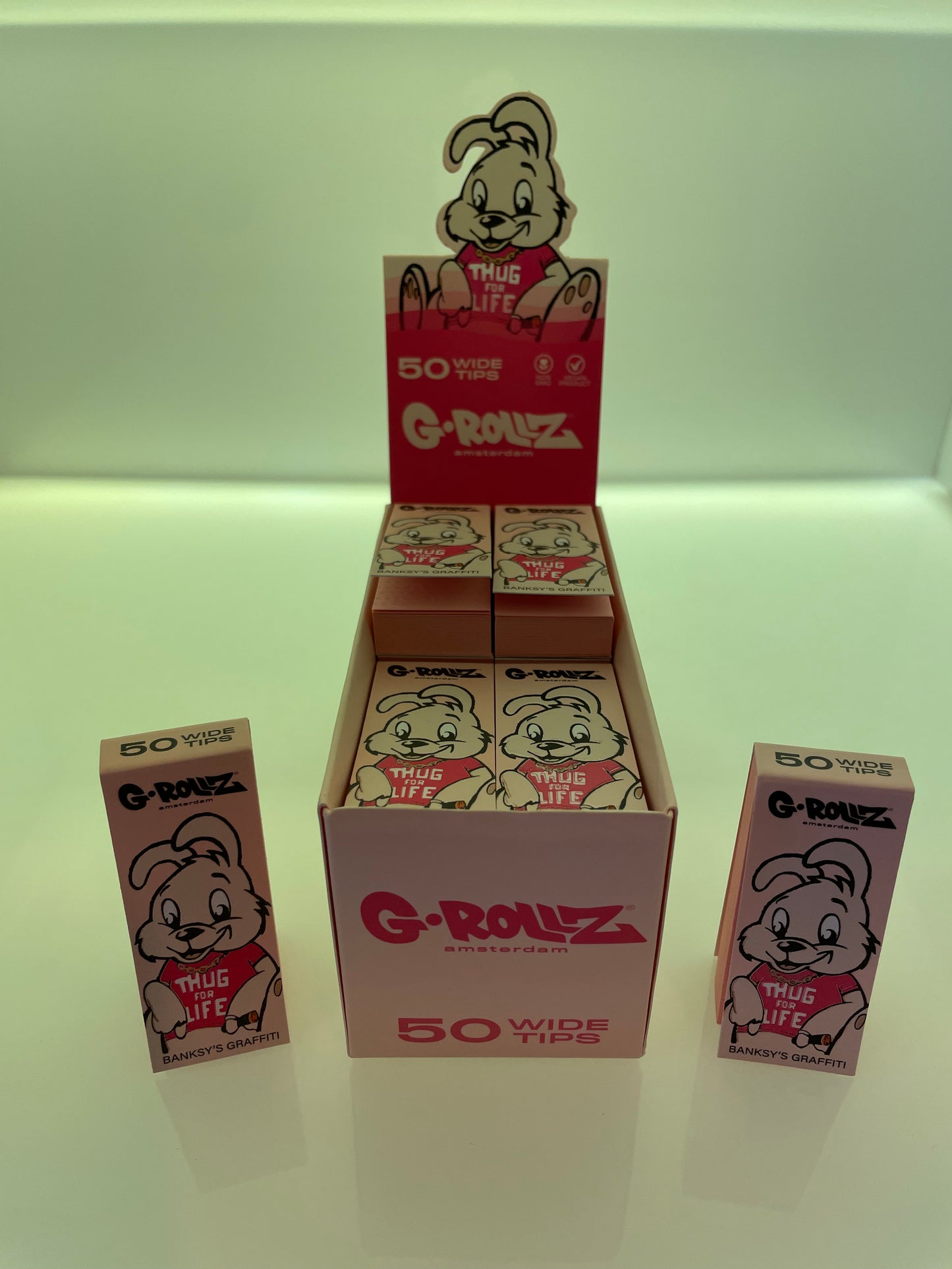 G-ROLLZ | Banksy's Graffiti 'Thug for Life' PINK Filter Tips 2,5 X 6cm