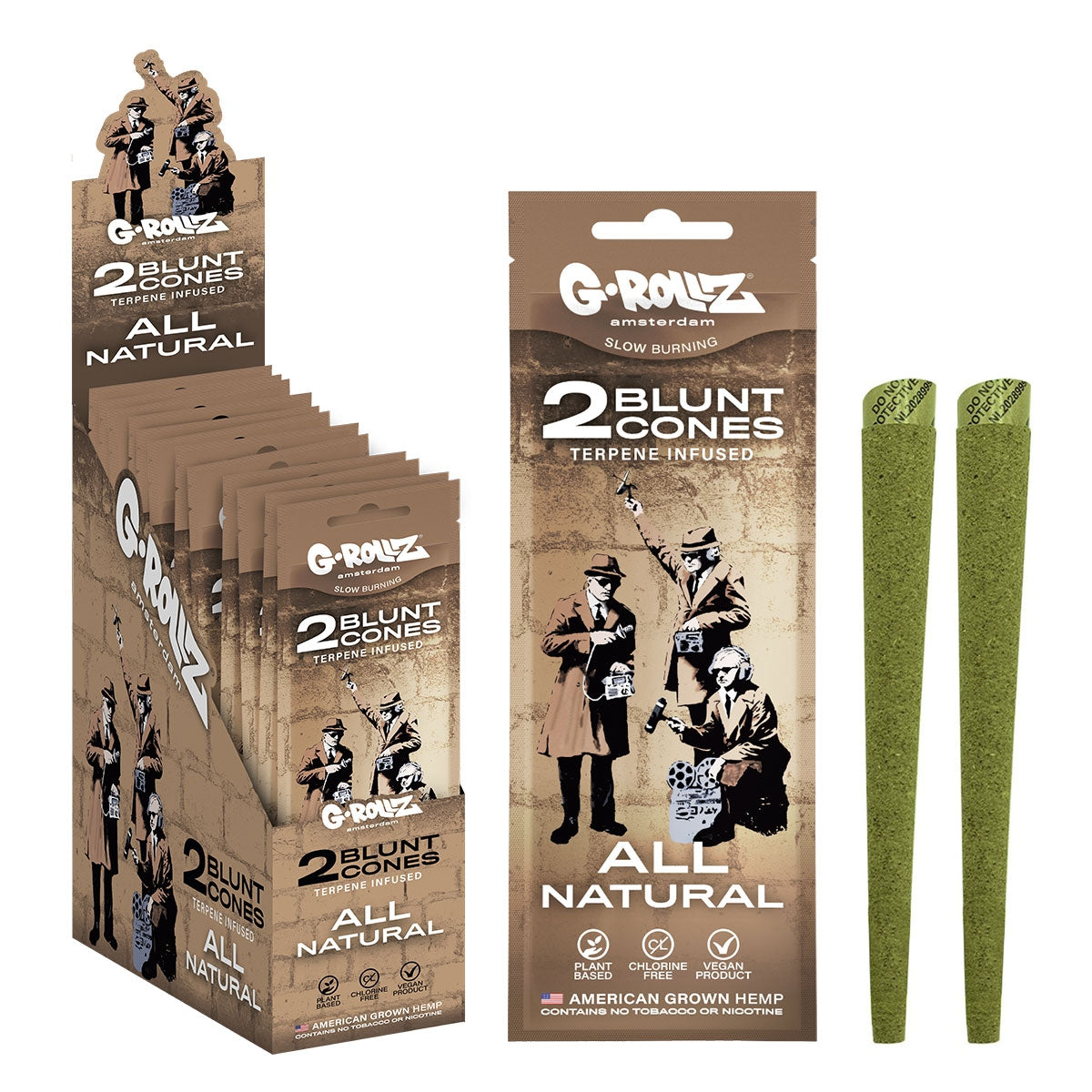G-Rollz | Banksy's Graffiti - 2x 'All Natural' Pre-rolled Hemp Cones
