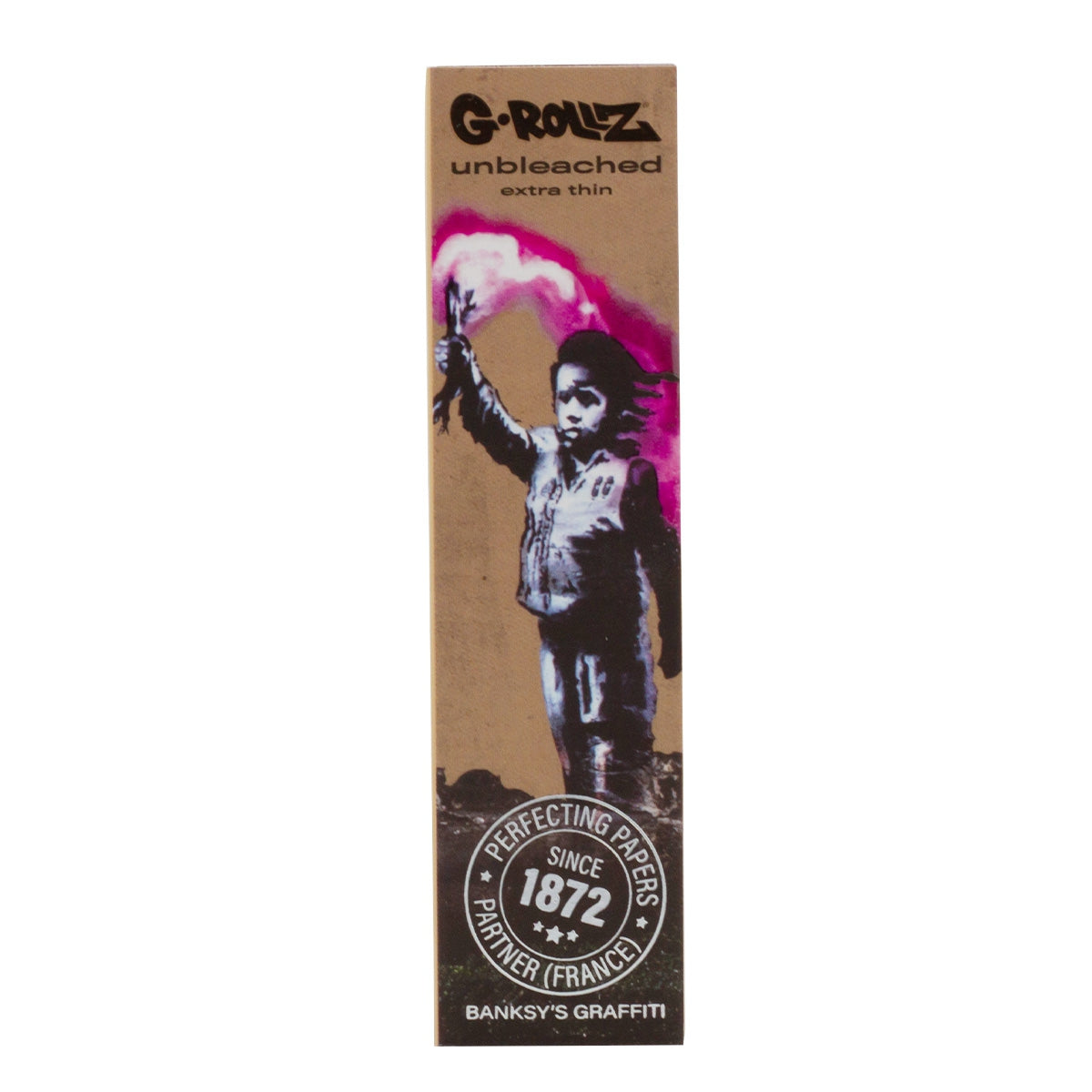 G-Rollz | Banksy's Graffiti 'Torch Boy' Unbleached - 50 KS Slim Papers + Tips