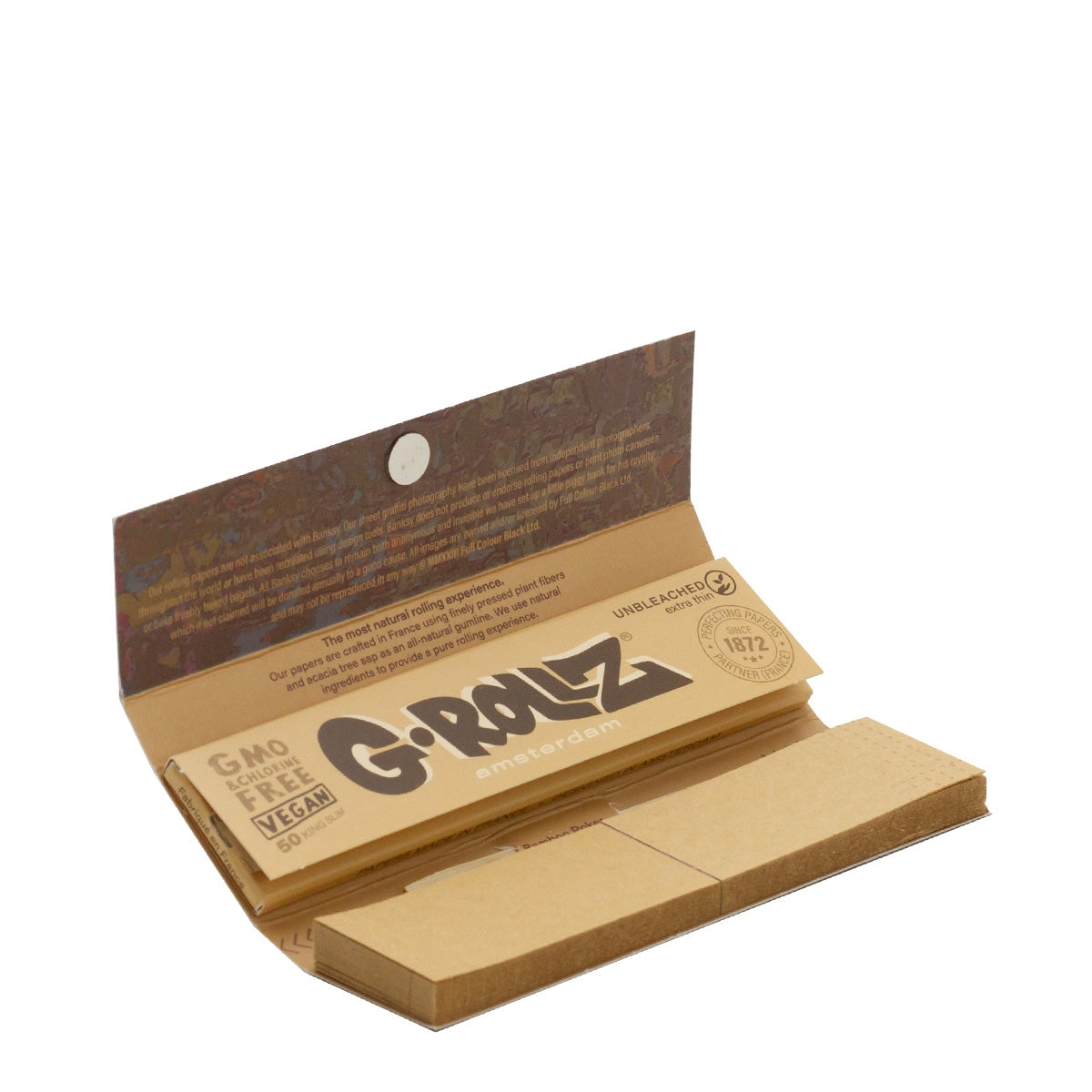 G-Rollz | Banksy's Graffiti 'Torch Boy' Unbleached - 50 KS Slim Papers + Tips