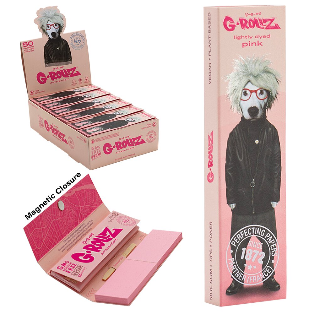 G-Rollz | Pets Rock 'Soup' Pink - 50 KS Slim Papers + Tips