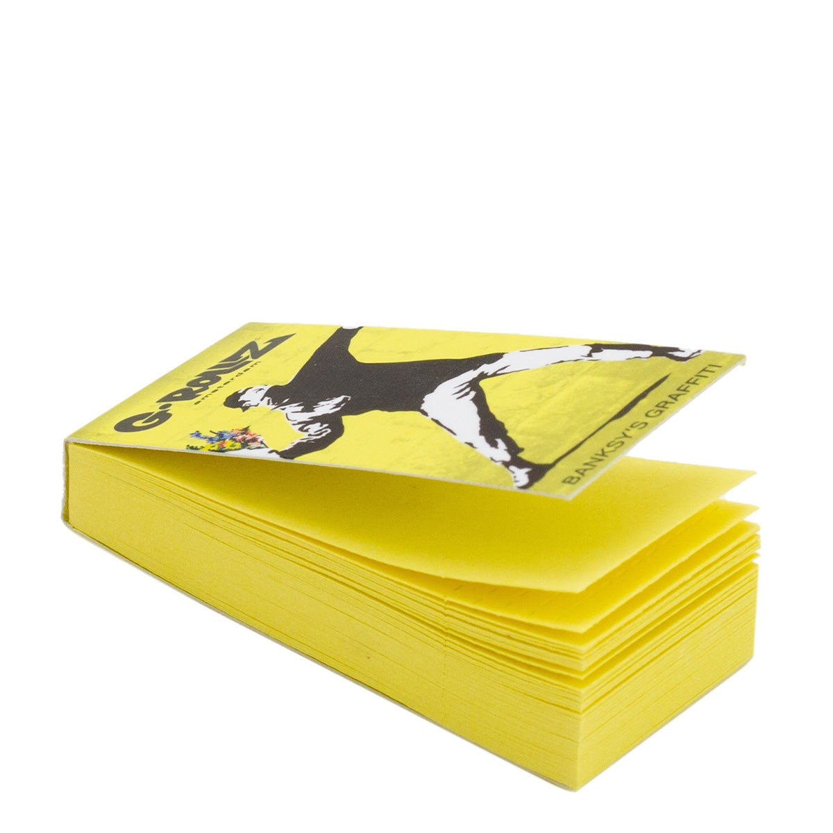 G-ROLLZ | Banksy's Graffiti 'Flower Thrower' YELLOW Filter Tips 2,5 X 6cm