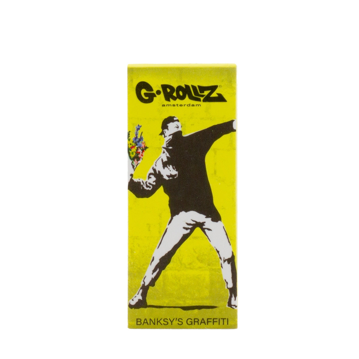 G-ROLLZ | Banksy's Graffiti 'Flower Thrower' YELLOW Filter Tips 2,5 X 6cm