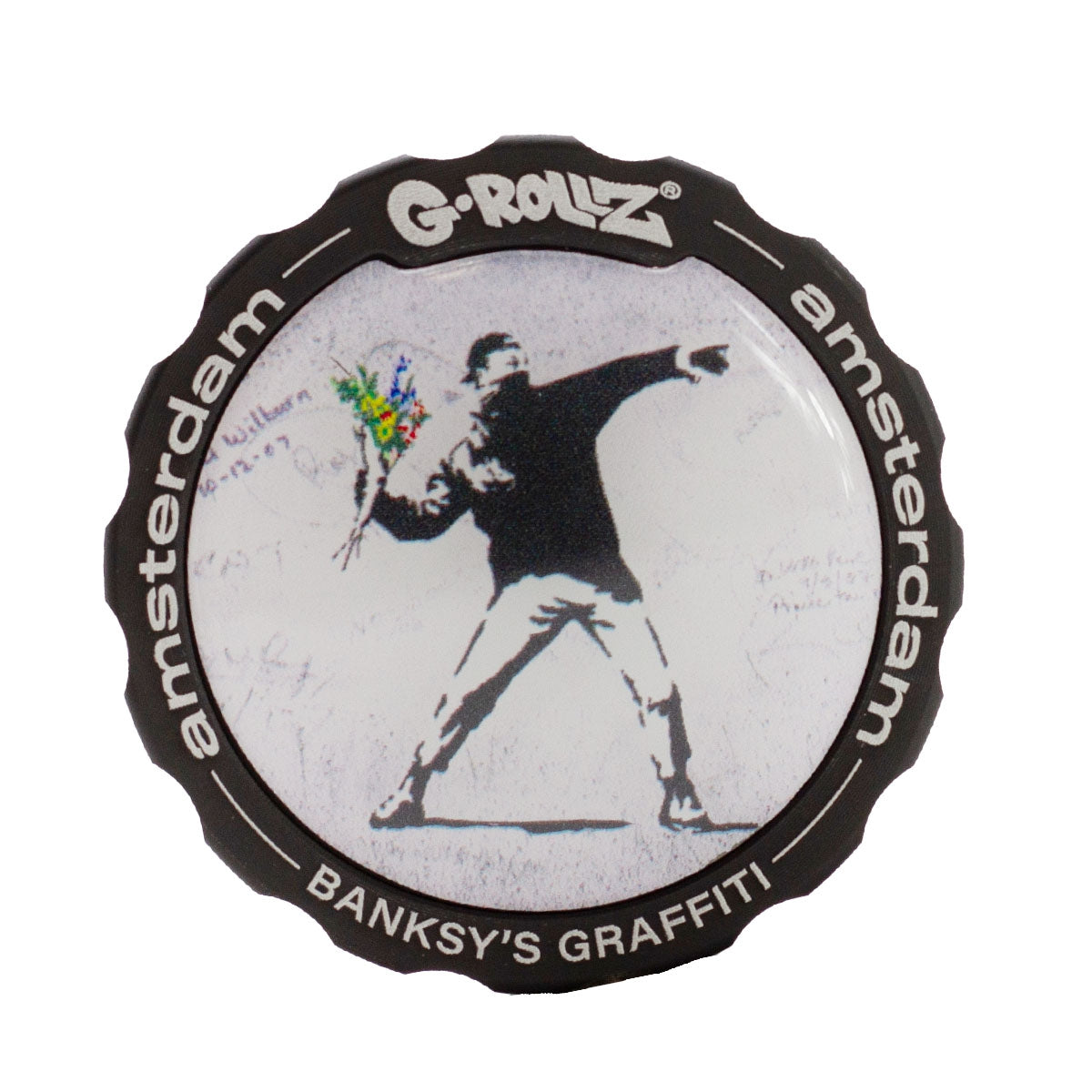 G-Rollz | Banksy Graffiti 'Flower Thrower' 3part Grinder - 53mm -