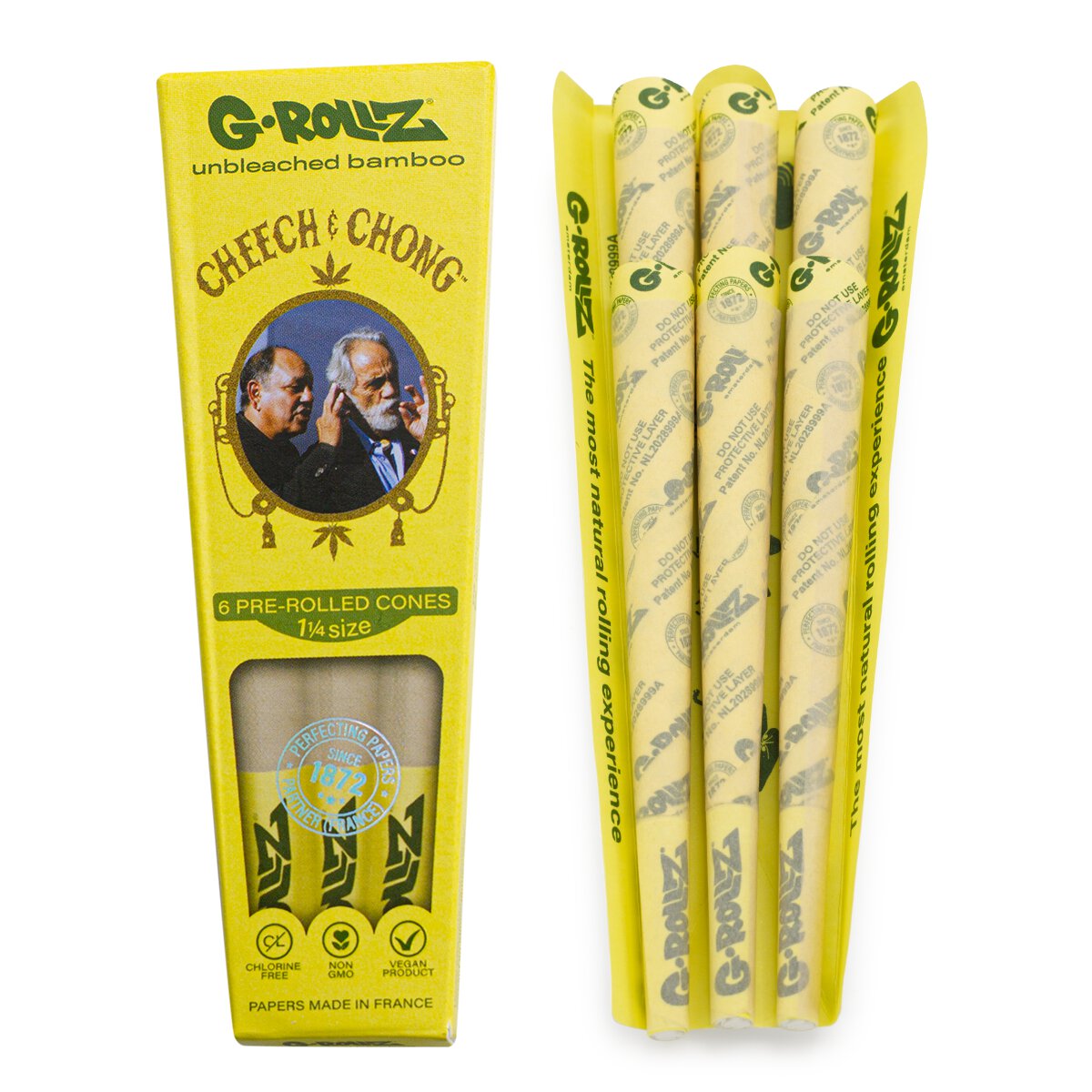 G-Rollz | Cheech & Chong(TM) - Bamboo Unbleached - 6 Cones