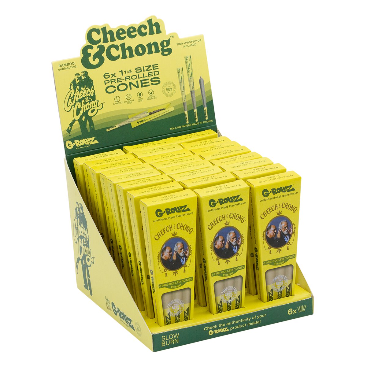 G-Rollz | Cheech & Chong(TM) - Bamboo Unbleached - 6 Cones